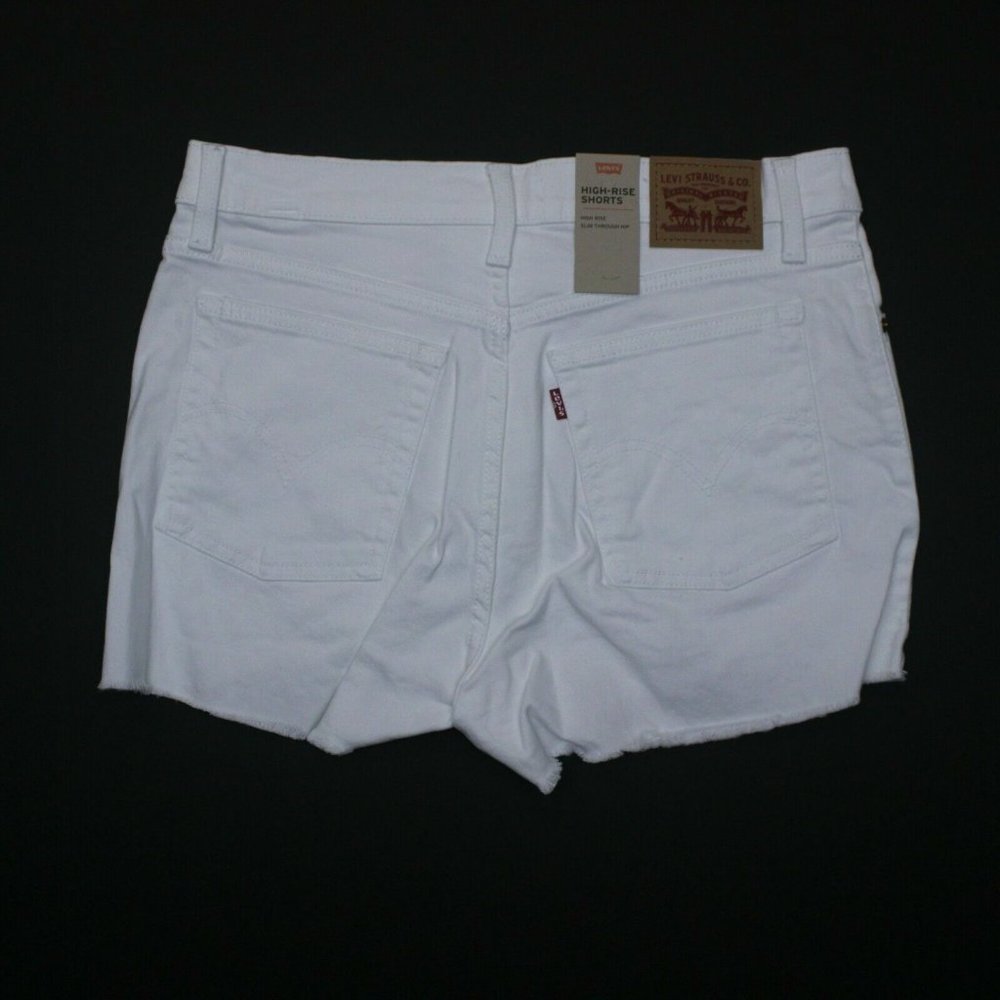 Levi's Women's Salt White Mid Length Denim Jean High Rise Shorts Size W32/14 - Picture 10 of 12